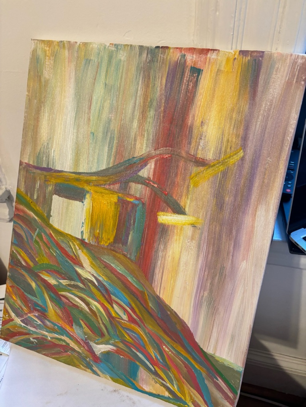 Abstract Multicolor Home Art Painting - Yellow, Teal, Red